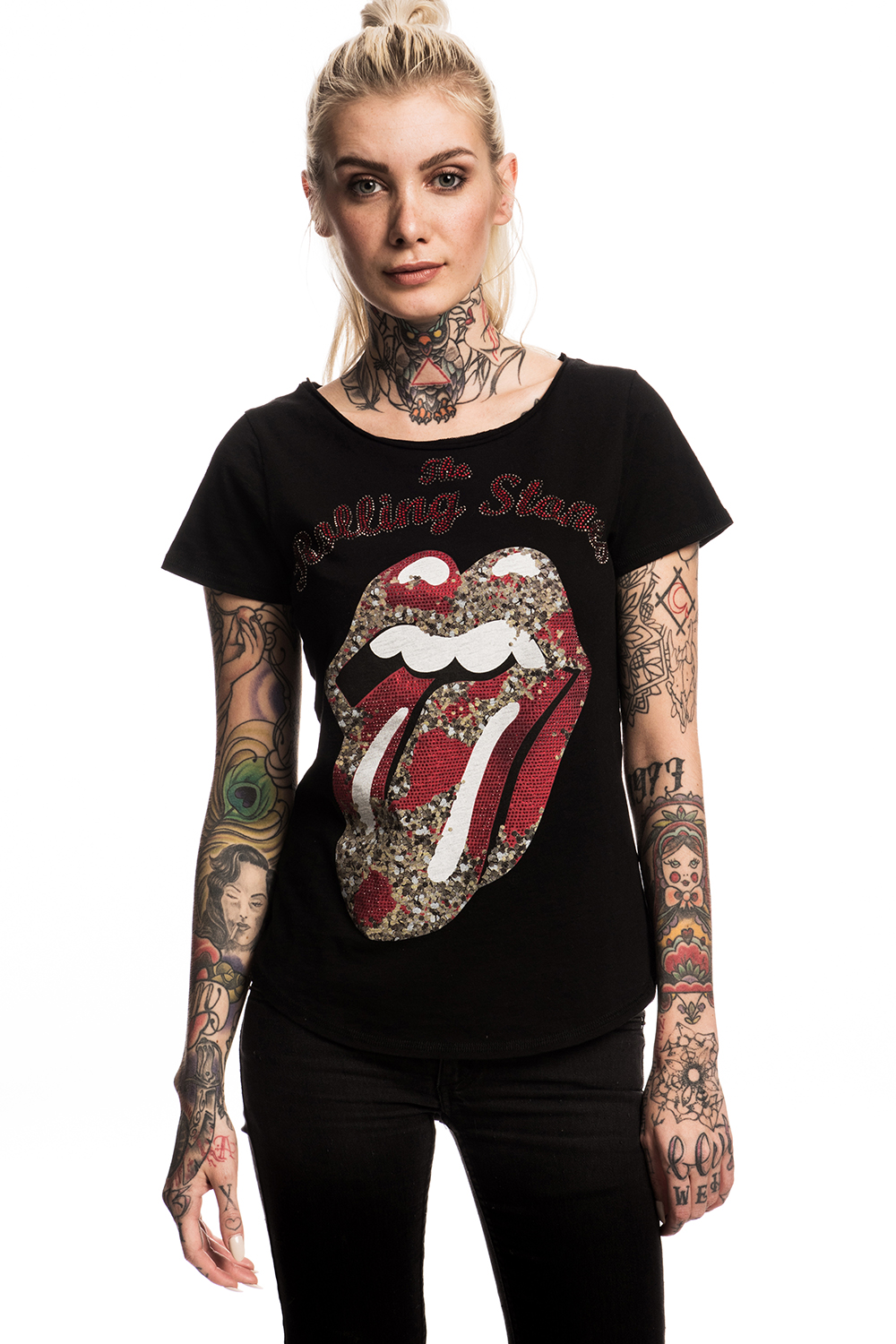 Bravado - Sound Array Glitter Tongue - The Rolling Stones - Girlie Shirt | V-Shirts