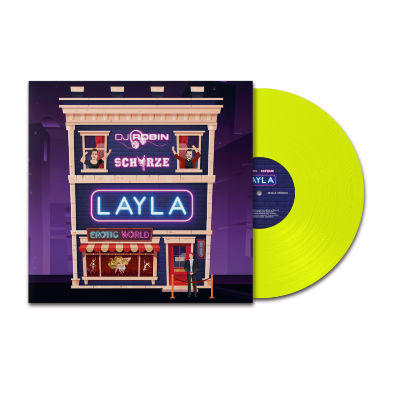 Layla von DJ Robin & Schürze - Limitierte Exklusive Neongelbe 7inch Vinyl Single jetzt im Bravado Store