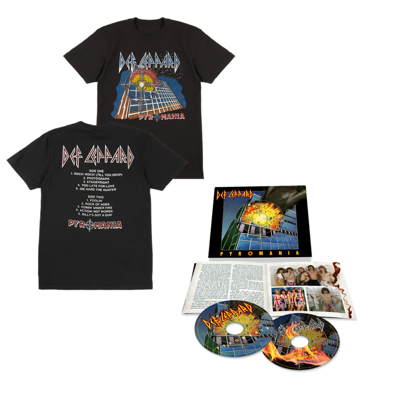 Pyromania von Def Leppard - 2CD + Tracklist T-Shirt jetzt im Bravado Store