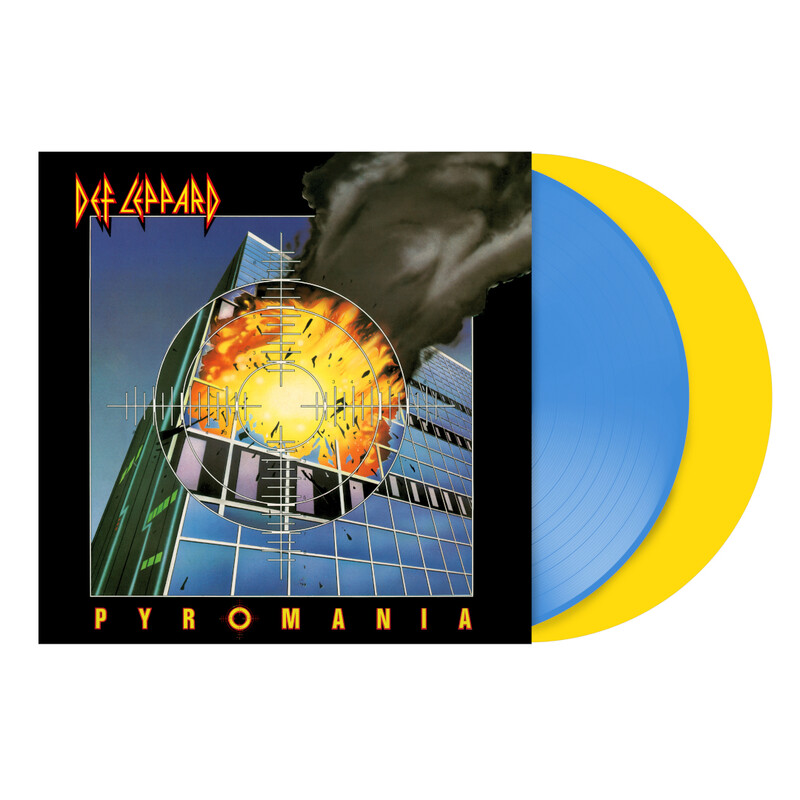 Pyromania von Def Leppard - 2LP -  Exclusive Blue & Yellow Coloured Vinyl jetzt im Bravado Store