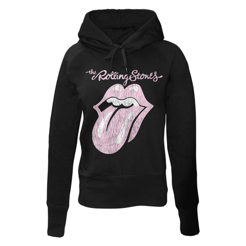 Distressed Pink Tongue von The Rolling Stones - Girlie Kapuzenpullover jetzt im Bravado Store