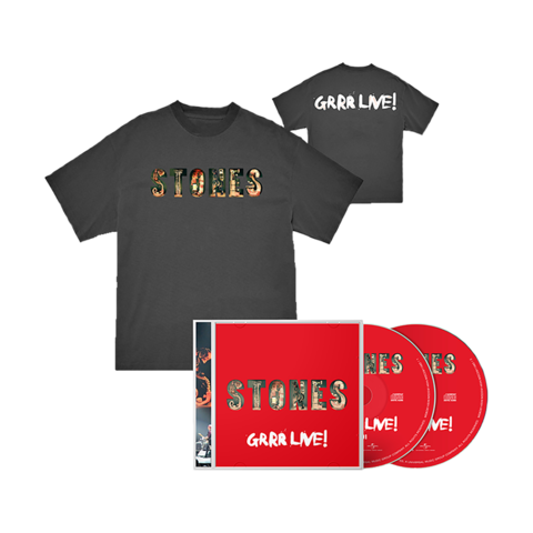GRRR LIVE! von The Rolling Stones - 2CD + T-Shirt (Charcoal) jetzt im Bravado Store