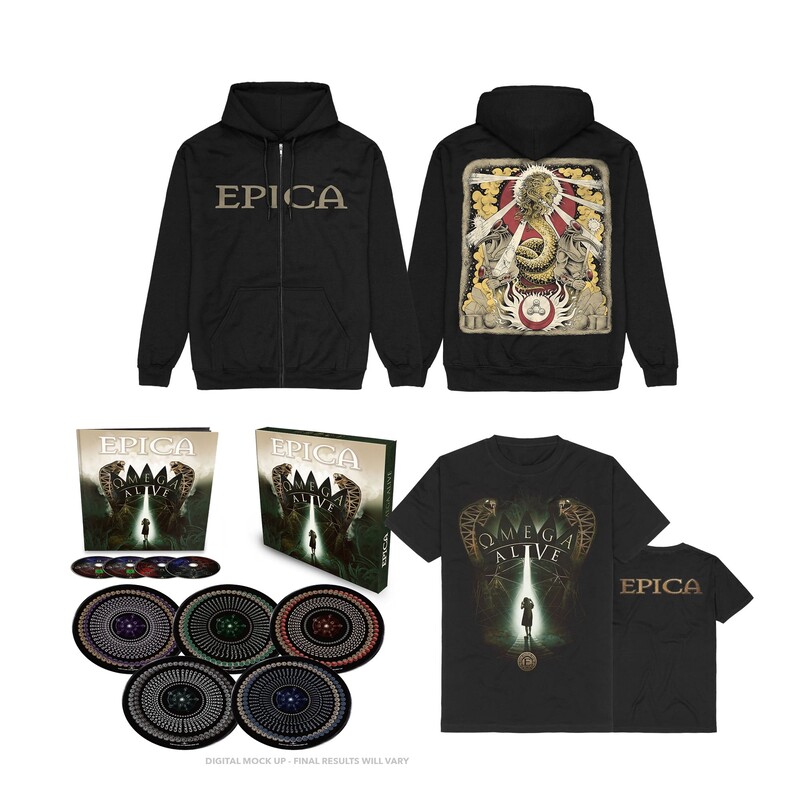 Omega Alive Bundle (Ltd 10inch Boxset + Shirt + Zipper) von Epica - LP Bundle jetzt im Bravado Store