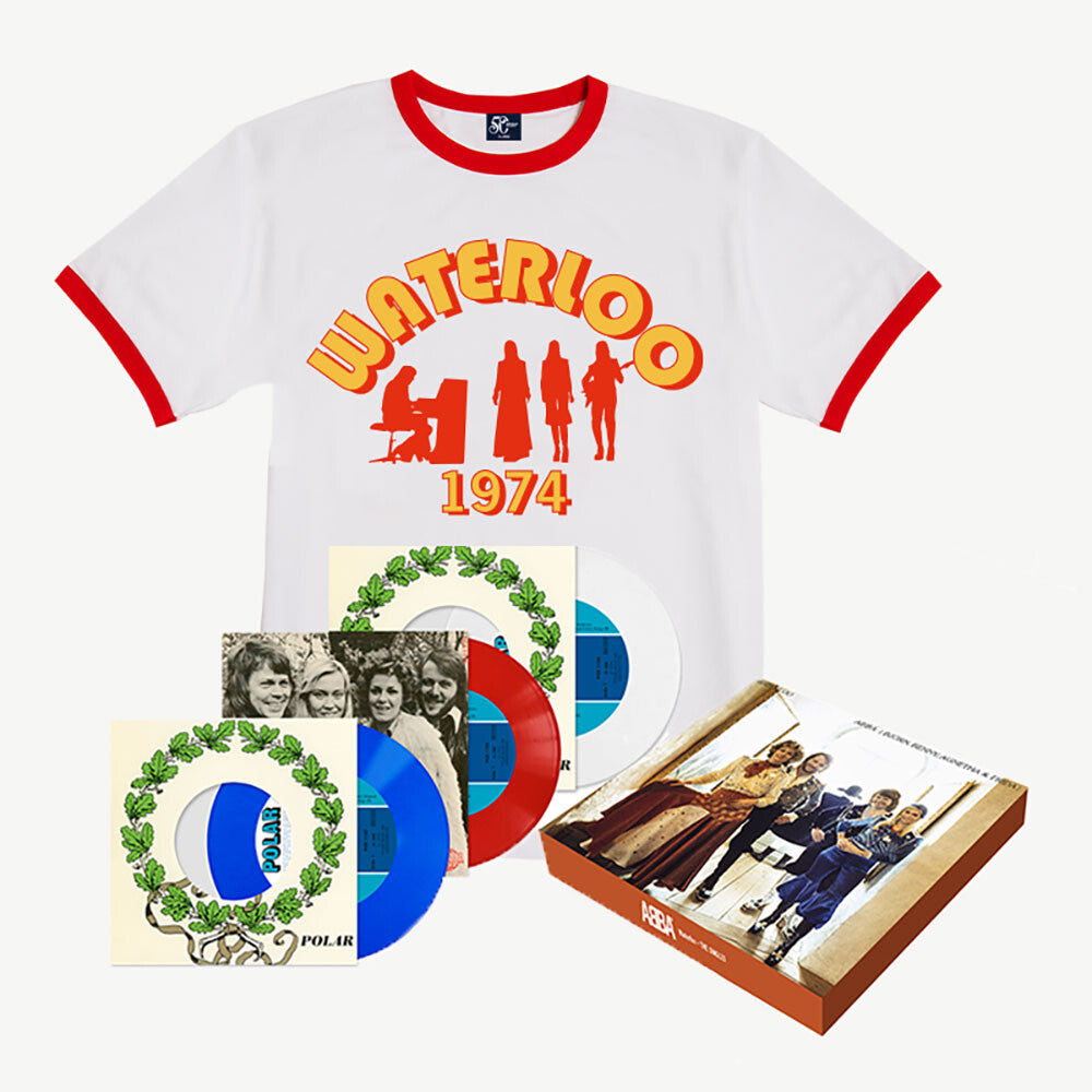 ABBA Waterloo Boxset + Ringer T-shirt [Medium] 3 x 7" Boxset - Exclusive Coloured Vinyls + Ringer T-Shirt 348333