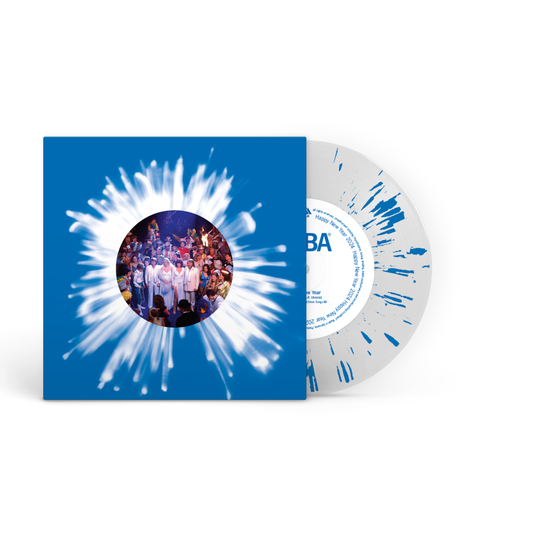 ABBA Happy New Year Limited Transparent With Blue Splatter 7" 335309