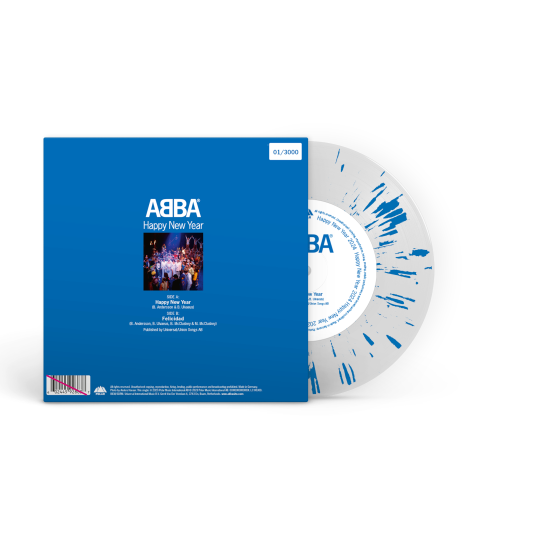 ABBA Happy New Year Limited Transparent With Blue Splatter 7" 335305