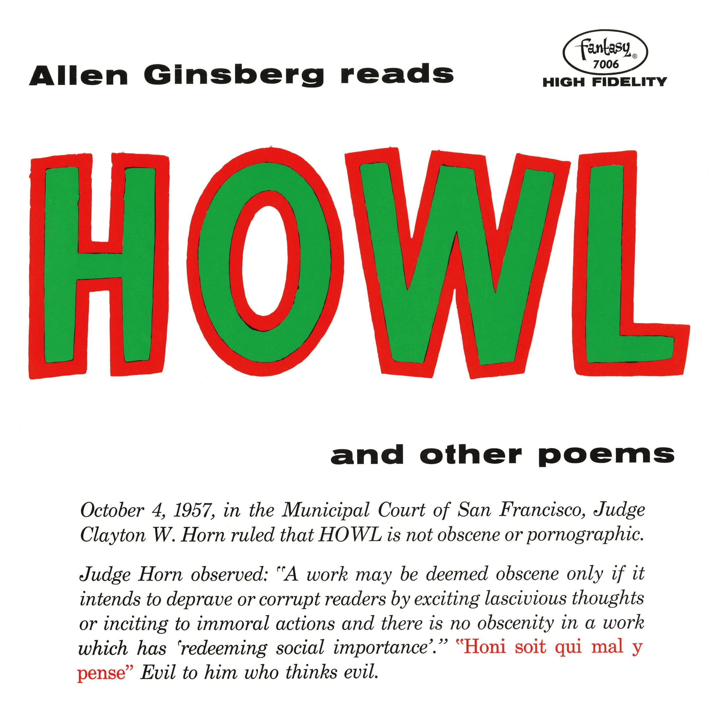 Allen Ginsberg Howl And Other Poems Col. LP 455267