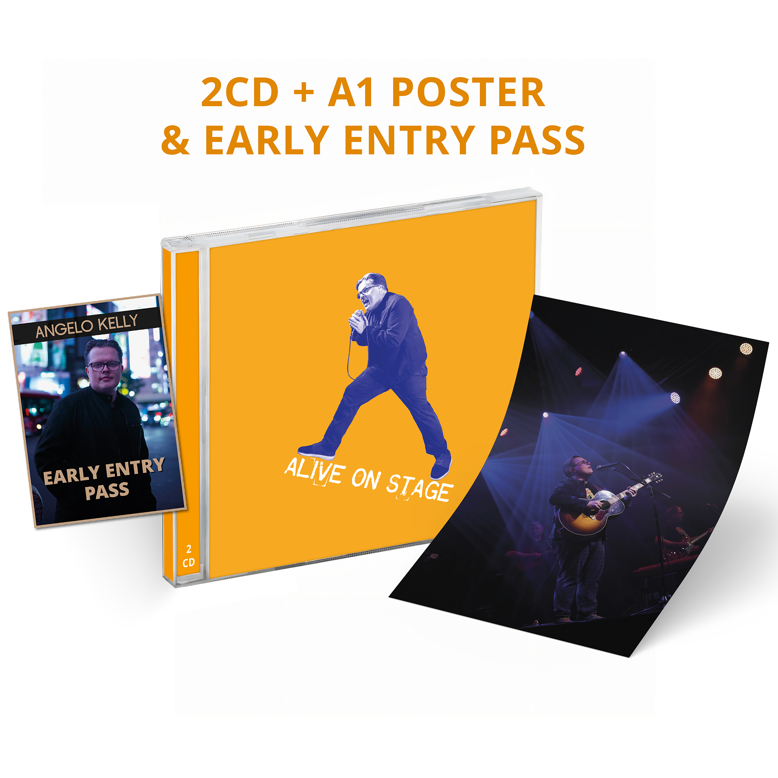Angelo Kelly ALIVE ON STAGE 2-CD Edition + Poster + Early Entry Tour Pass 452663