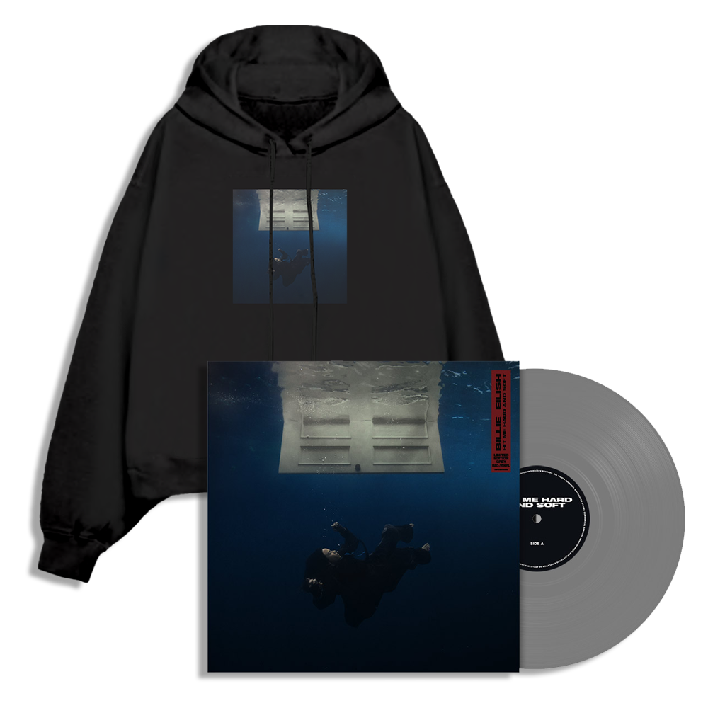 Billie Eilish HIT ME HARD AND SOFT Silver Vinyl + Black Album Hoodie Bundle 354886