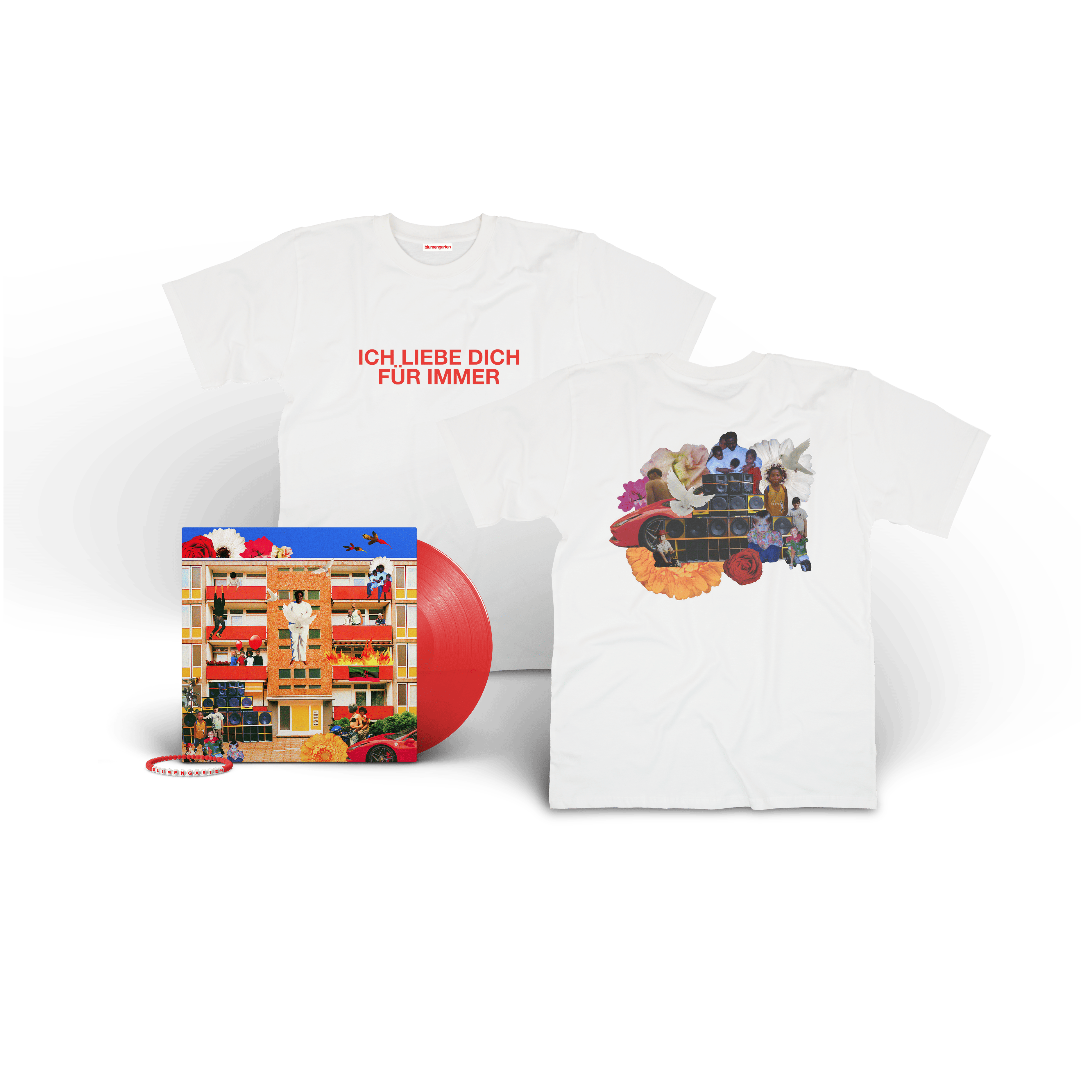Blumengarten Ich liebe dich für immer Vinyl & T-Shirt Bundle mit Perlenarmband 392190