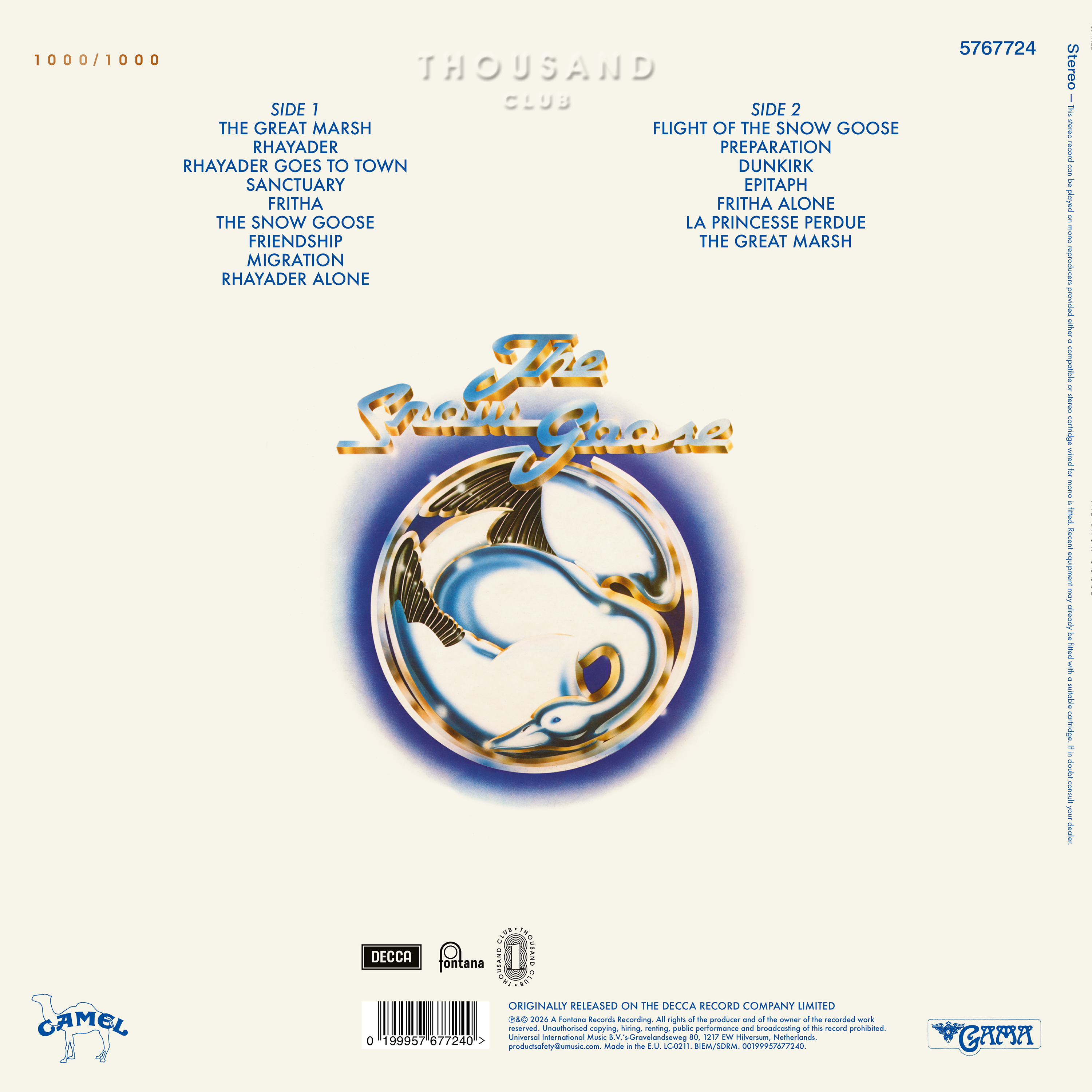 Camel The Snow Goose The Thousand Club 447726