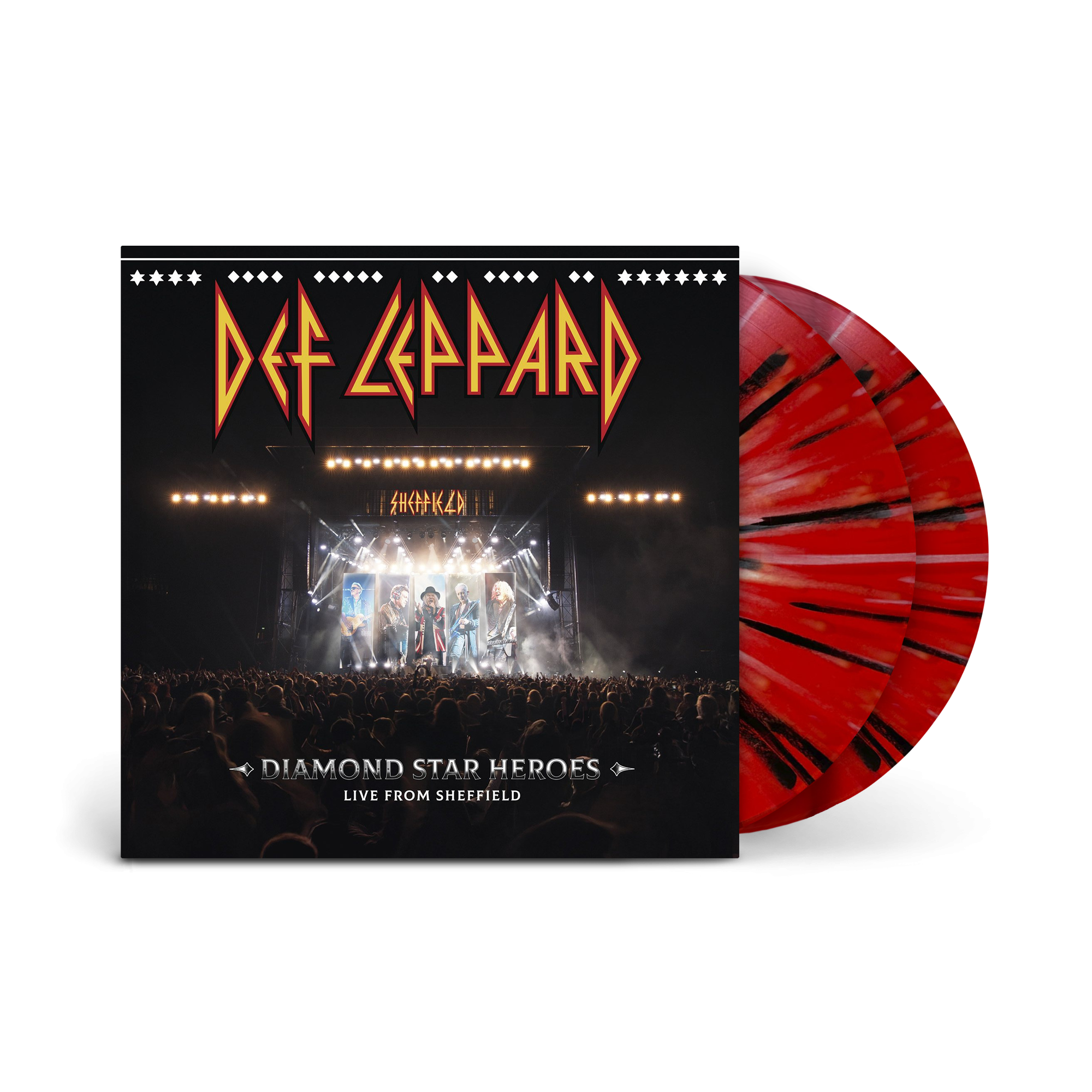 Def Leppard Diamond Star Heroes Live From Sheffield Ltd. black, red & white splatter 2LP 425358