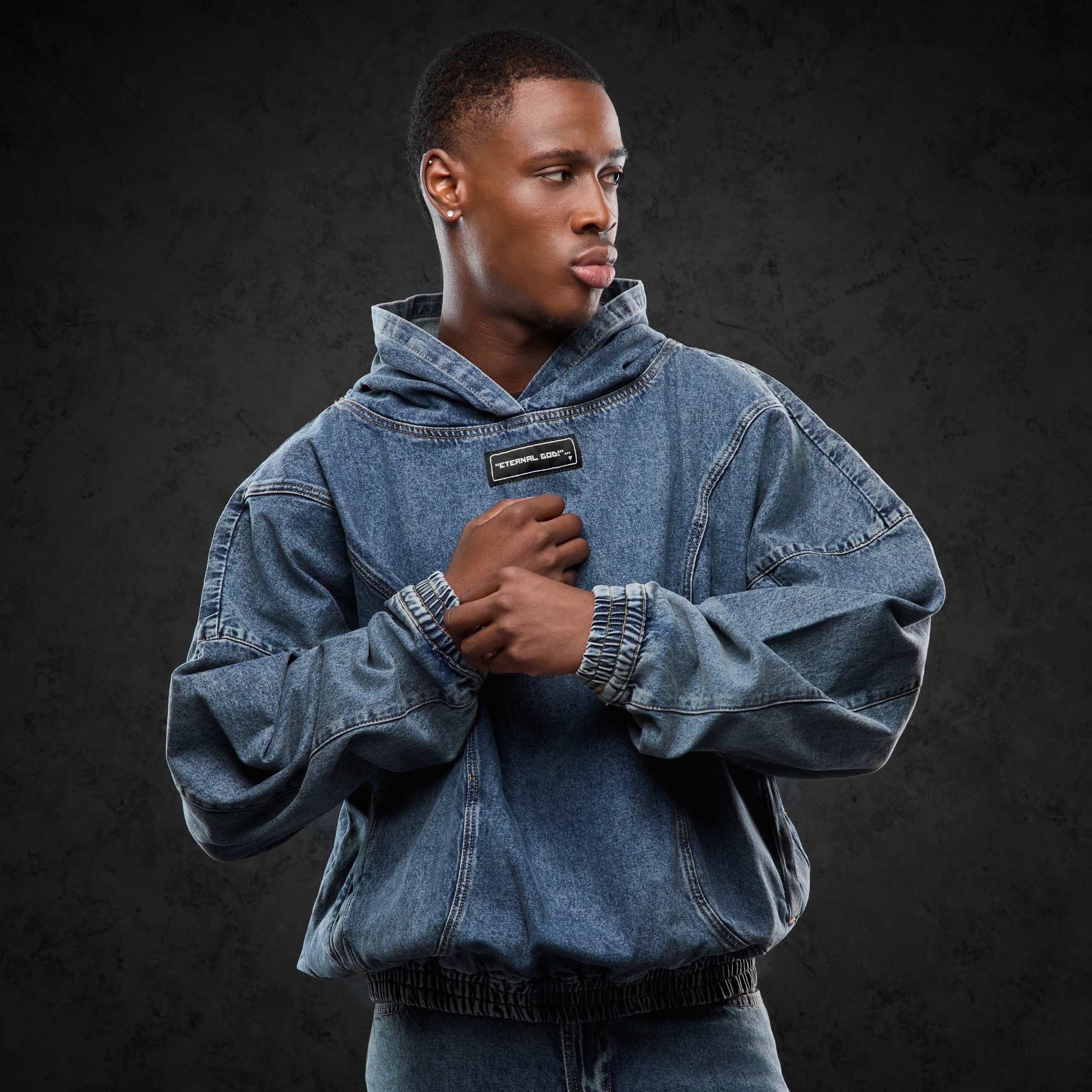 Eternal God Denim Hoodie Hoodie 443011