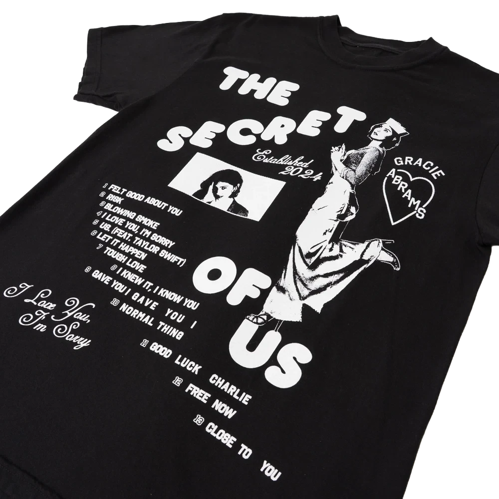 Gracie Abrams The Secret of Us Graphic Black T-Shirt T-Shirts 446454
