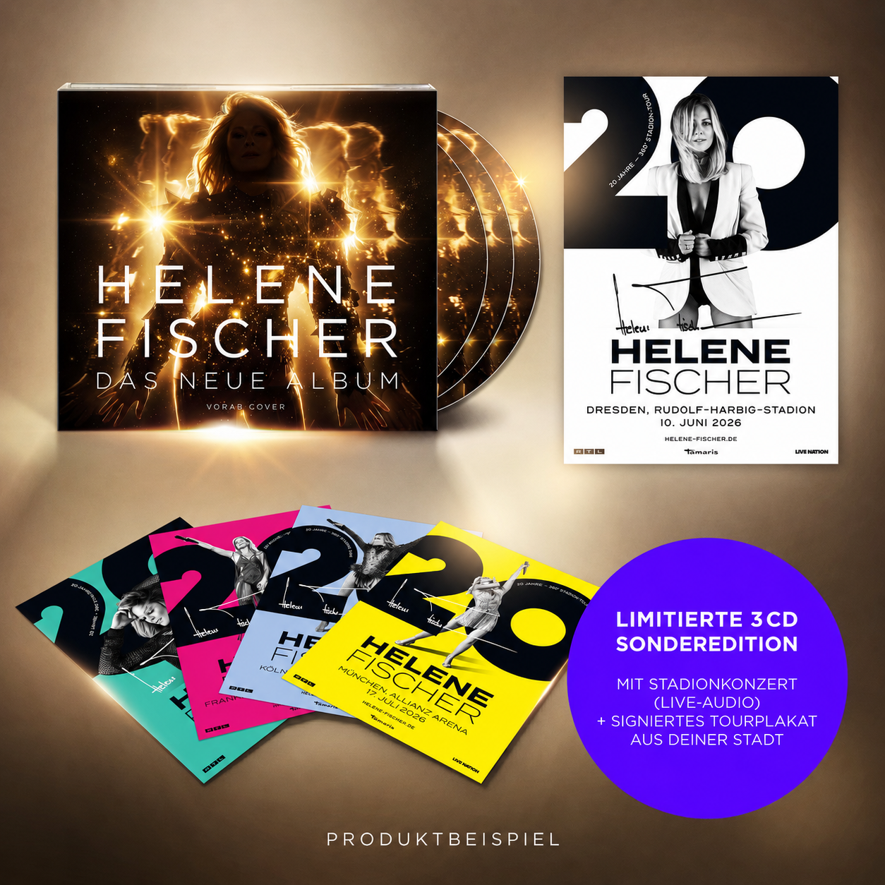 Helene Fischer Das neue Album Limitiere 3CD Bundle-Sonderedition mit 1CD Album, 2CD Live und signiertem Tourplakat  von deinem Konzert der 360° Stadiontour 452510