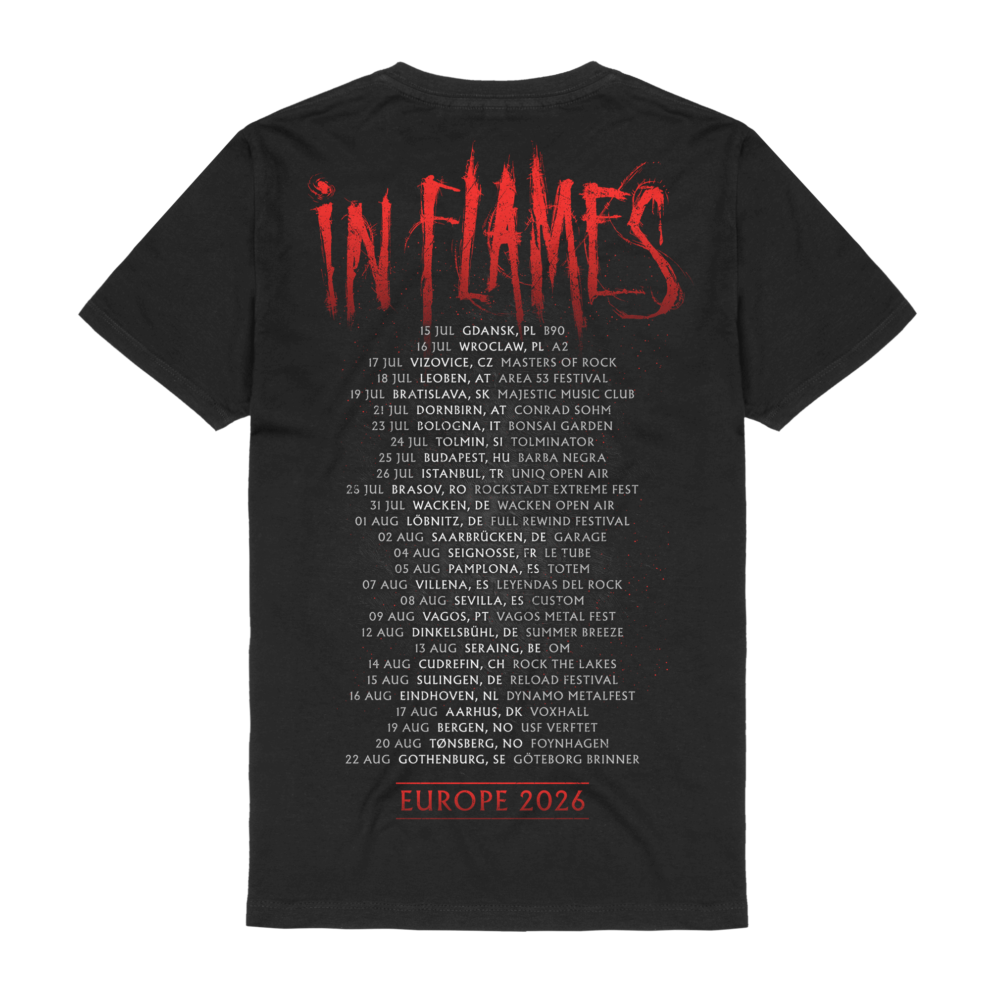 In Flames European Tour 2026 T-Shirt 449596
