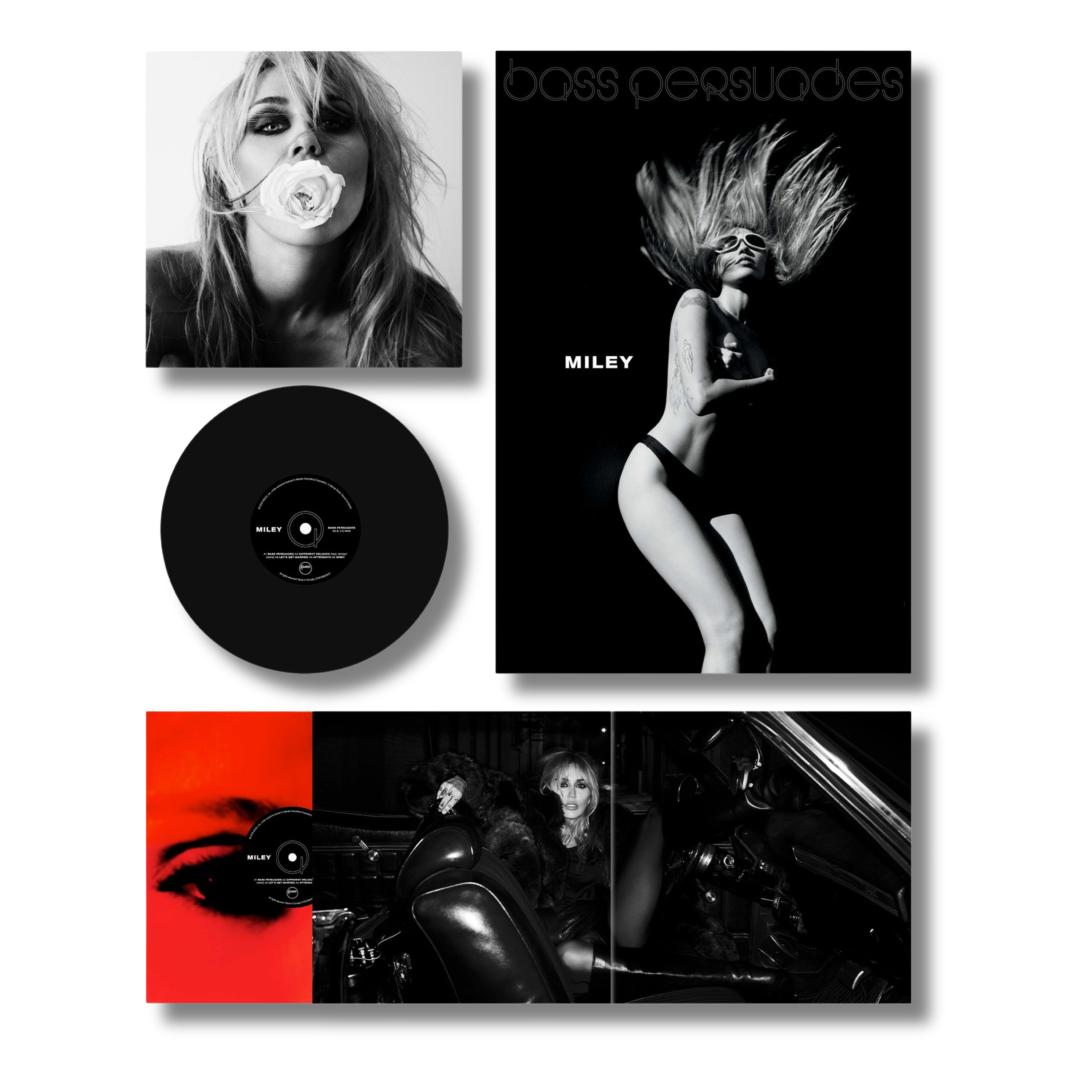 Miley Cyrus Bass Persuades  Black Vinyl LP - Gatefold + Poster 458923