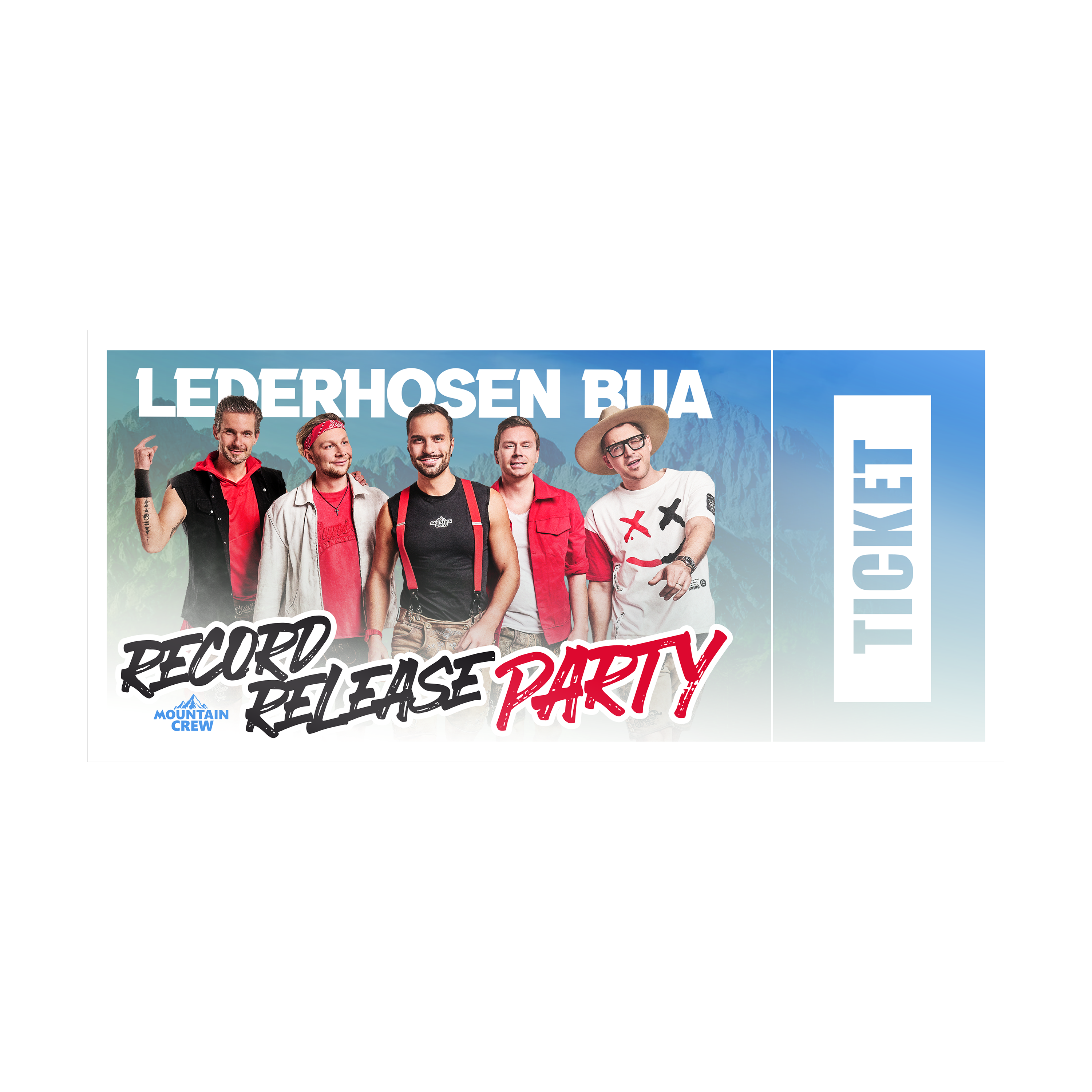 Mountain Crew Lederhosen Bua Signierte Jewelcase CD + Album Release Konzert Ticket Faak am See (Hardticket) 450594