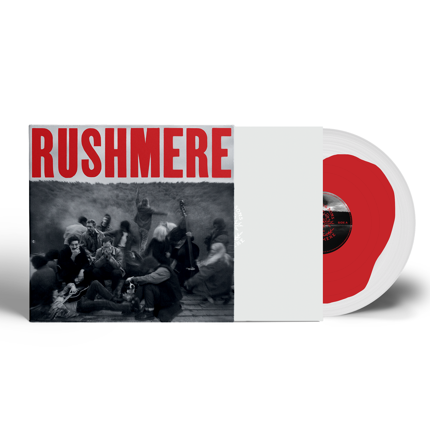 Mumford & Sons RUSHMERE Monochrome Red on Clear Vinyl LP + Black Stamp Hoodie 393801