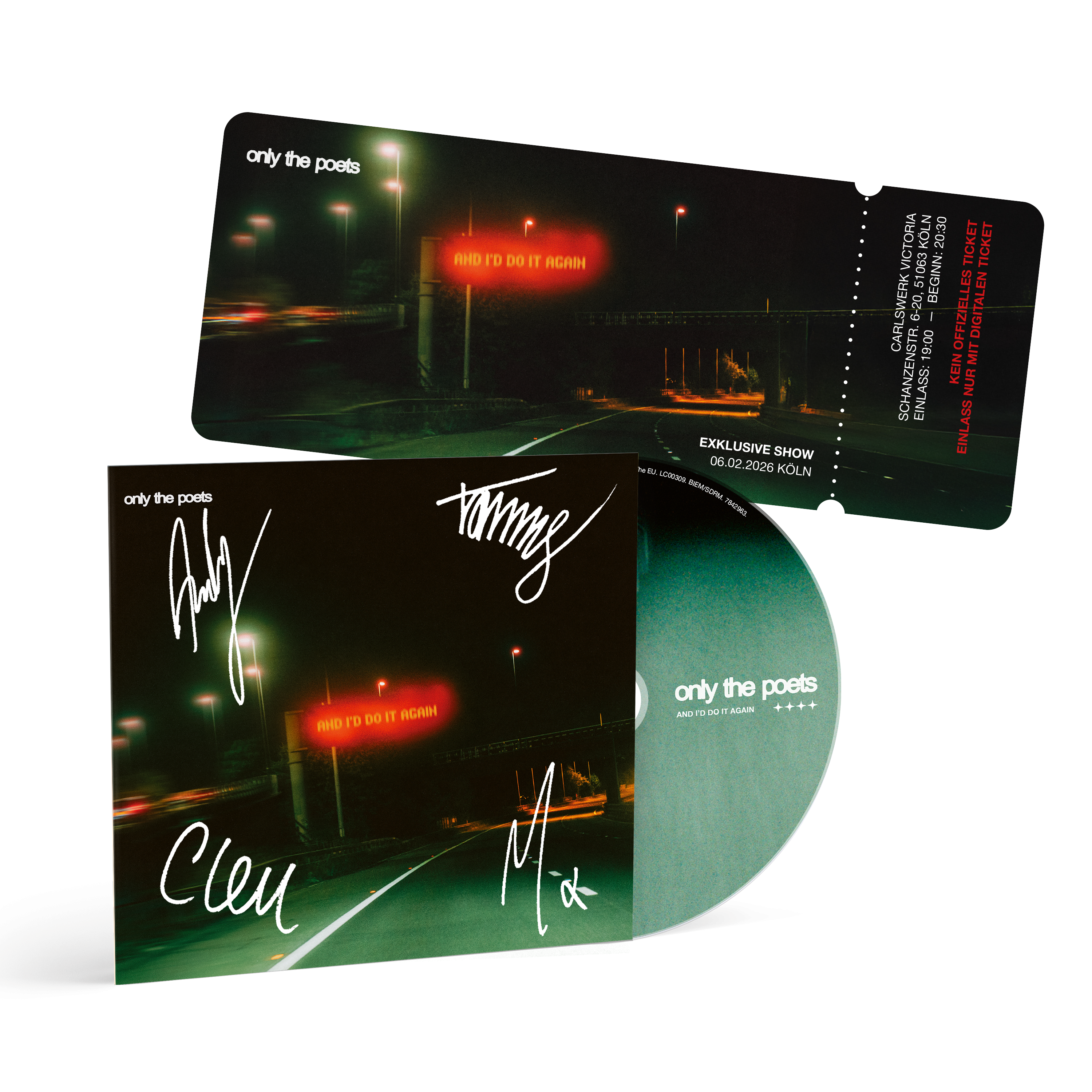 Only The Poets and i'd do it again Signed CD + Ticket Bundle Köln 430876