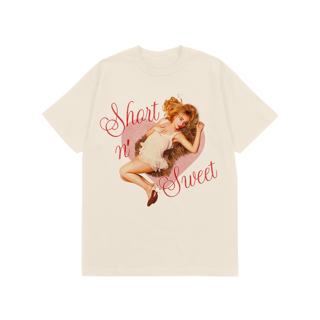 Sabrina Carpenter Short n' Sweet Heart Ivory Tee T-Shirt 373760