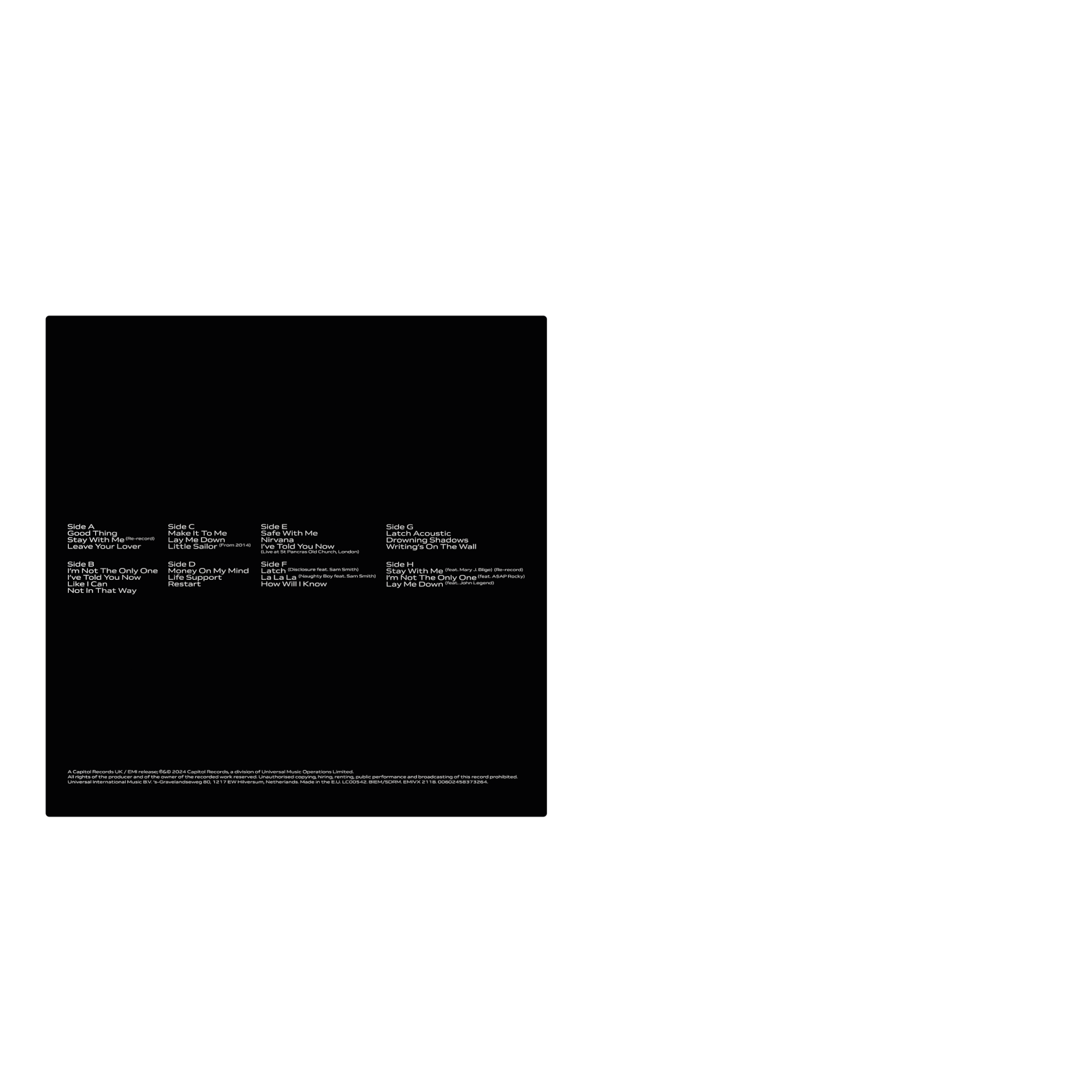 Sam Smith In The Lonely Hour Exclusive Collectors Edition Grey Vinyl 4LP 364579