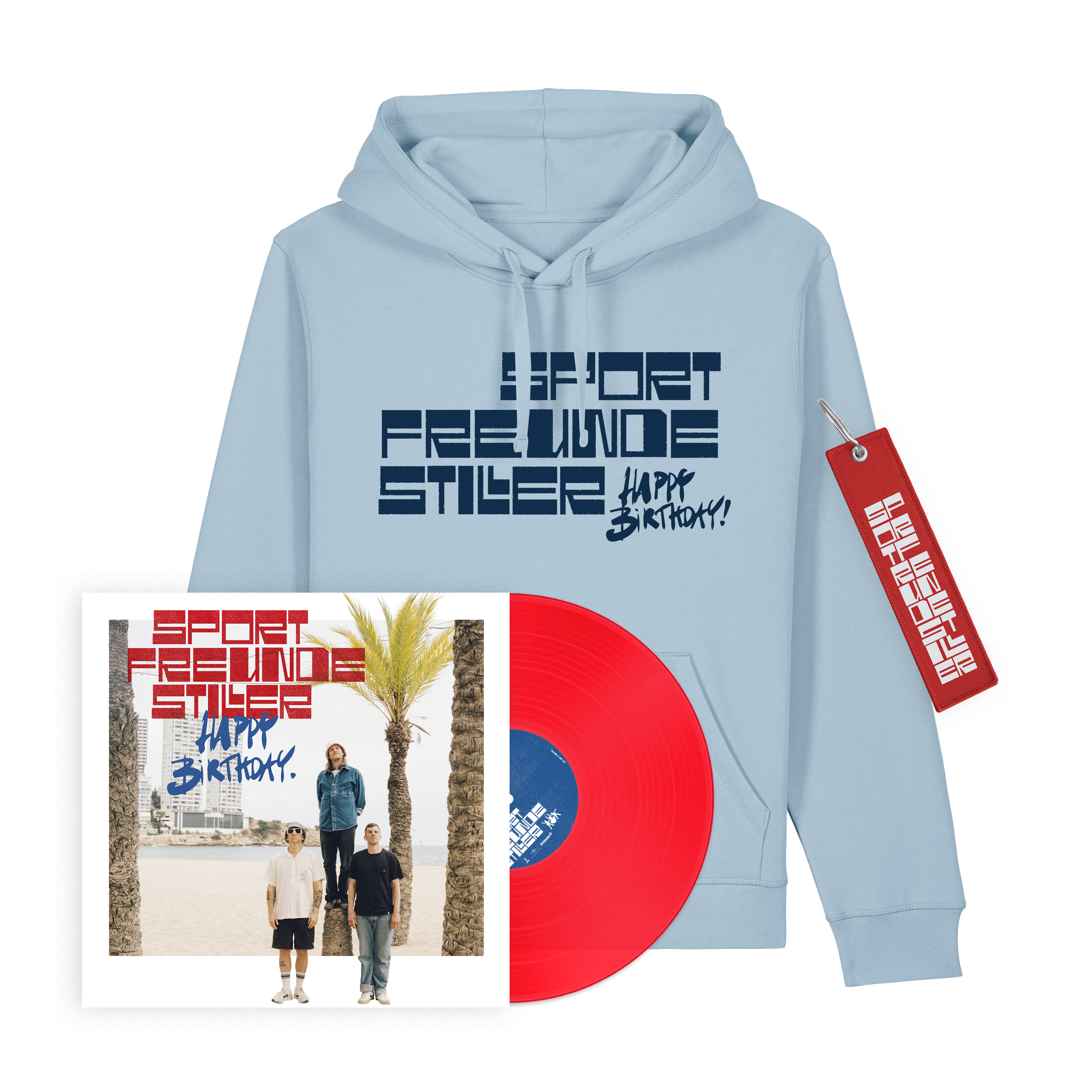 Sportfreunde Stiller Happy Birthday! Coloured LP + Hoodie, blau + Schlüsselanhänger 438661