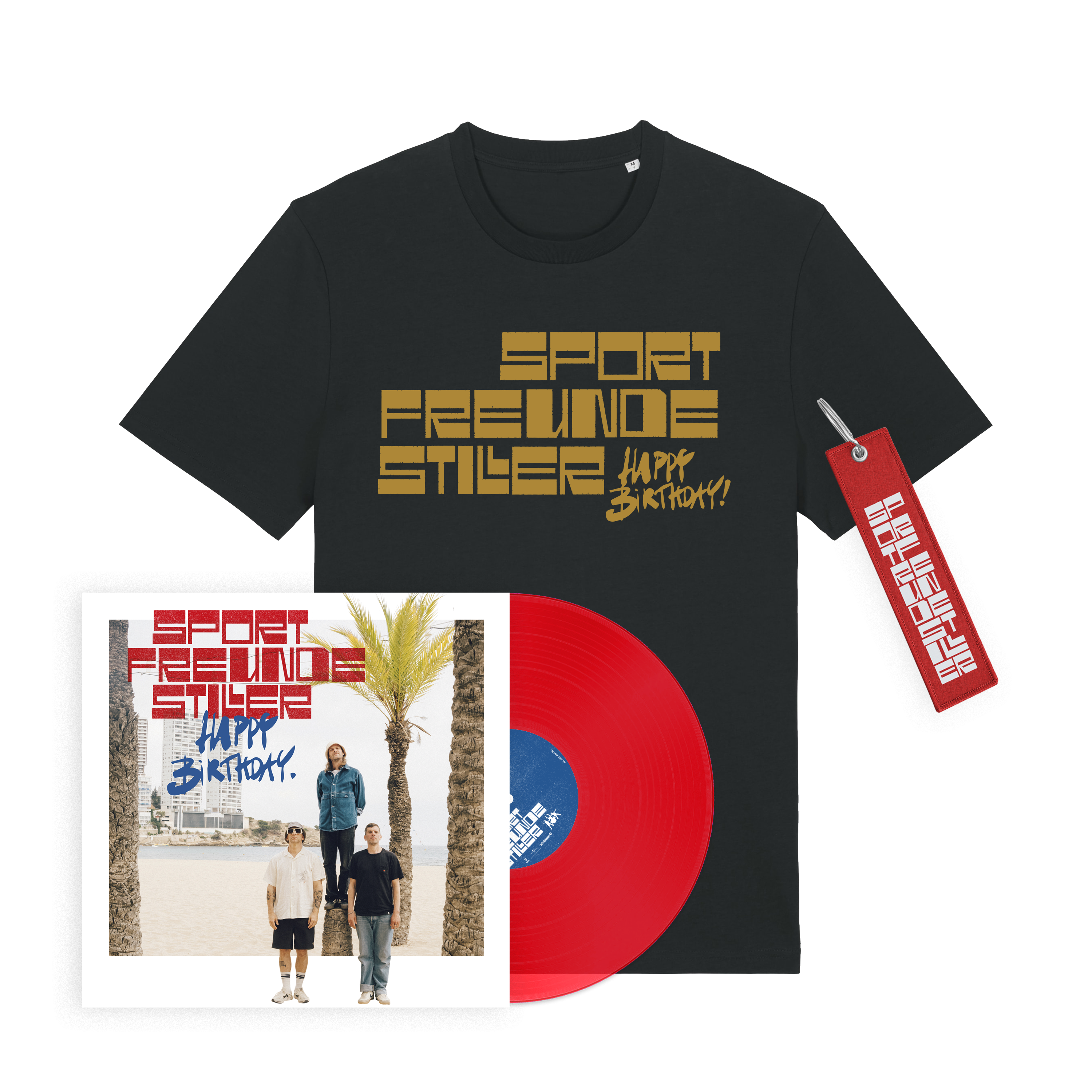 Sportfreunde Stiller Happy Birthday! Coloured LP + T-Shirt schwarz + Schlüsselanhänger 438669