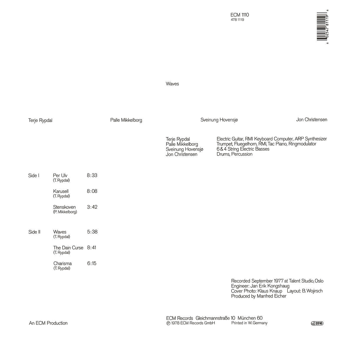 Terje Rypdal Waves Vinyl 380308
