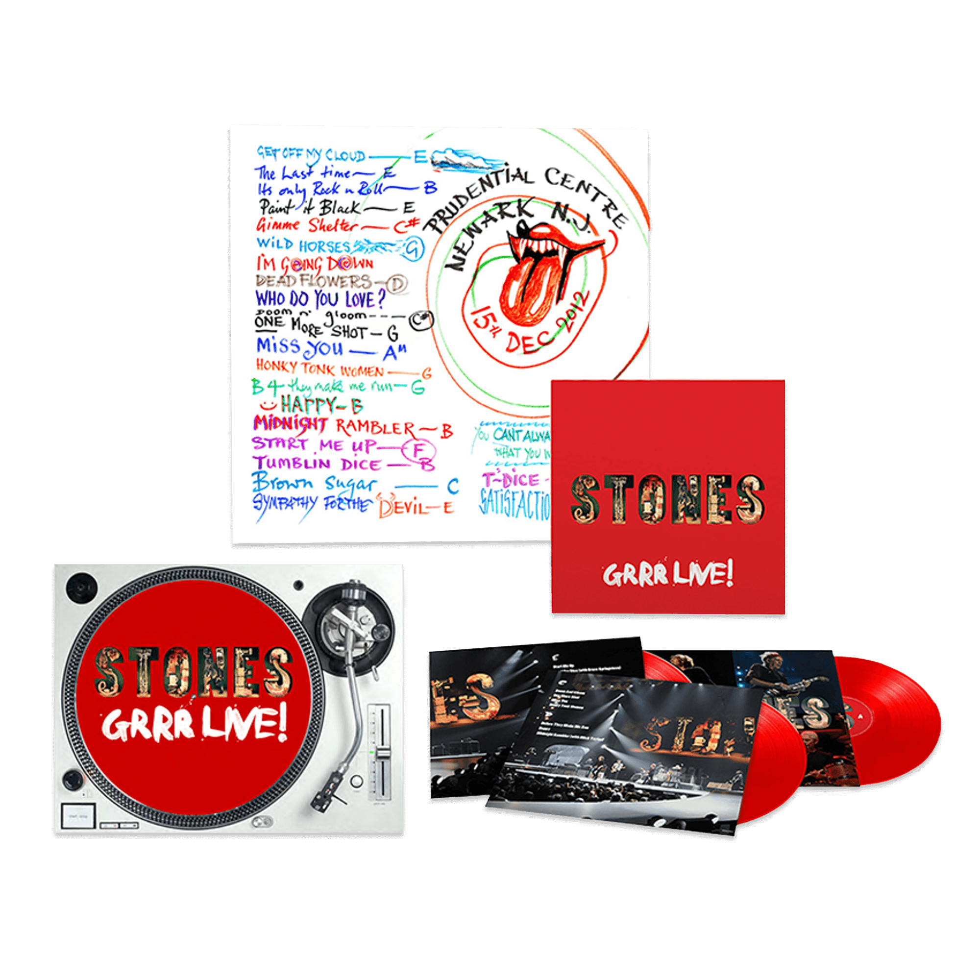 The Rolling Stones The Rolling Stones: GRRR Live! Exklusive 3LP Red + Slipmat + Ronnie Wood Setlist Lithograph 323255