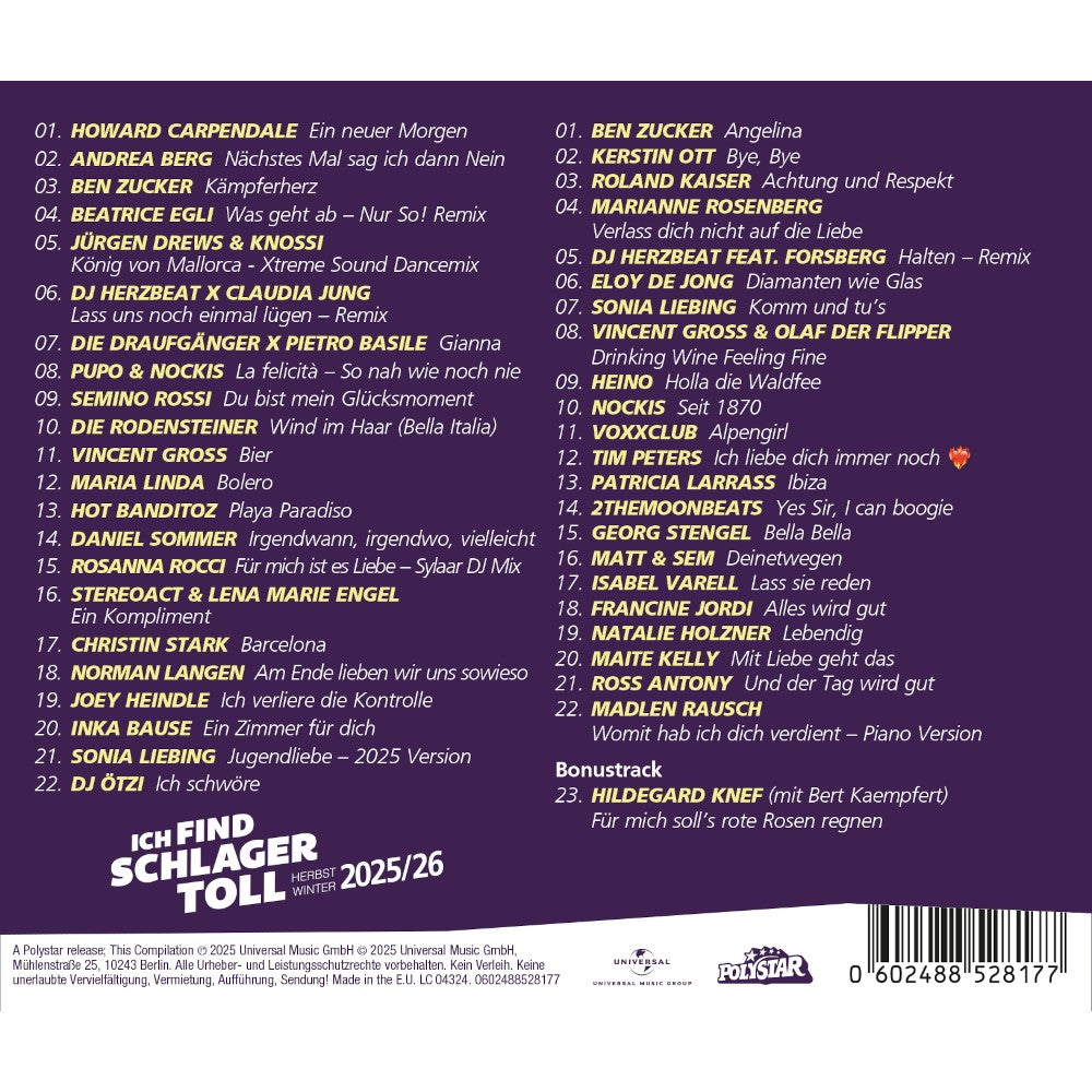 Various Artists Ich find Schlager toll - Herbst/Winter 2025/26 2CD 424196