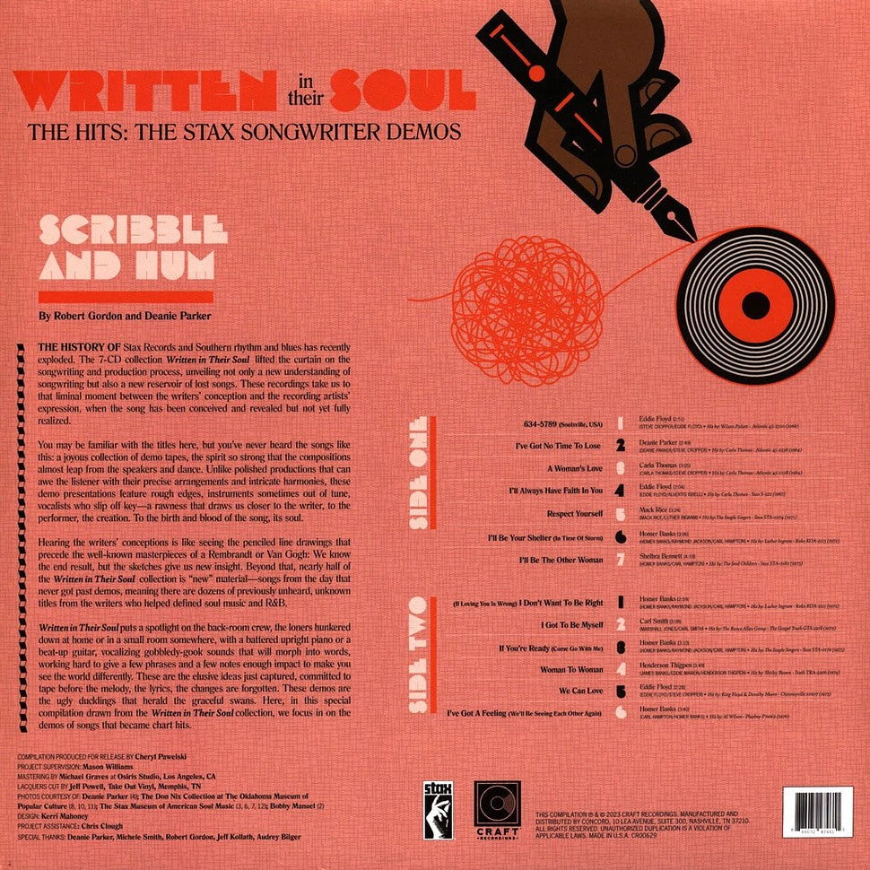Various Artists Written In Their Soul The Hits: The Stax Songwriter Demos (Ltd. Edition) Orange Vinyl LP - RSD Black Friday 2023 423788